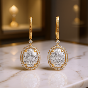 Orecchini Chopard con Diamanti Taglio Ovale in Oro Massiccio 18K, Colore D, Certificati GIA, Stile Classico da Donna per Matrimonio - Product Image 2