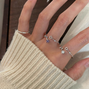 Light Luxury Shiny Purple Zircon Star Rings for Girls Women Exquisite Daily Jewelry Ring Accessories - Product Image 2