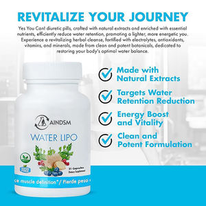 Cápsulas Vegetarianas Diuréticas Herbales Water Lipo, Cápsulas Diuréticas Vegetales, Cápsulas Duras de Vitamina B6 Water Lipo - Product Image 6