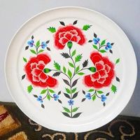 Assiette de service ronde en acier inoxydable émaillé, non toxique, minimaliste, imprimé cachemire, plat à dessert, cadeau personnalisé, maison, restaurant