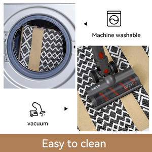 Tapis de cuisine à motif géométrique en polyester et coton, rectangulaire, antidérapant, marron, design losanges entrelacés - Product Image 5