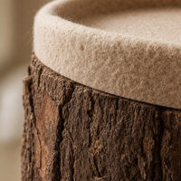Cama cilíndrica para gatos con textura de corteza de roble natural y parte superior de fieltro, nido acogedor para gatos de interior, diámetro [insertar diámetro]. 420 x 410 mm