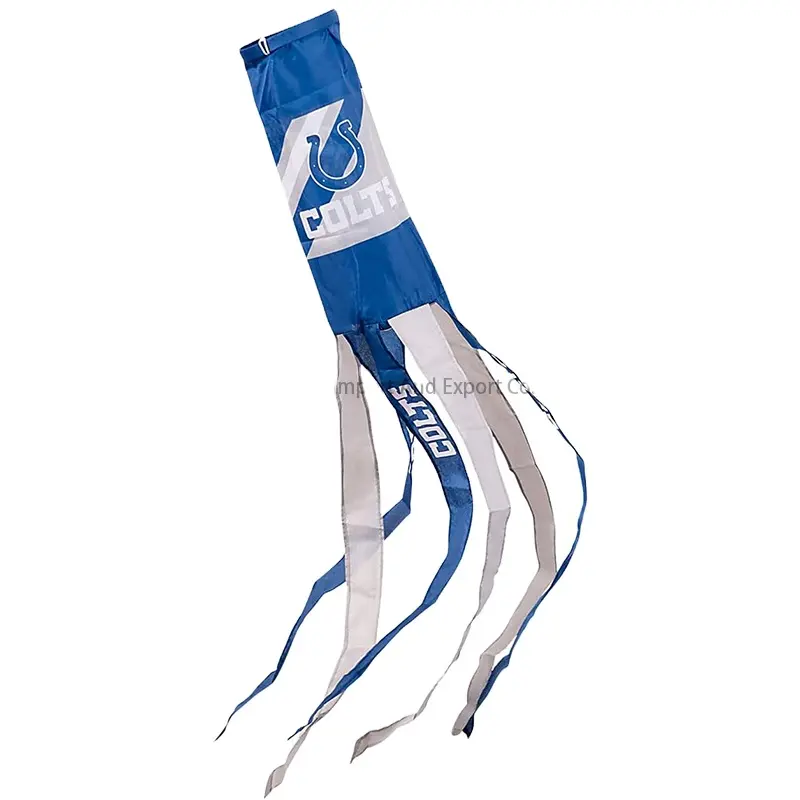 Individuelle Qualität neue individuelle Outdoor hängende dekorierte Flagge 40-Zoll Indianapolis Colts Windsocken Flagge Windtasche