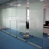 Frameless Sliding Folding Movable Glass Partition Wall for Offices
