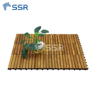 Teak 9 Slat Acacia Wood <b>Decking</b> Tiles Outdoor Interlocking Floor Tiles Anti-slip, Easy to Instal from Vietnam - Product Image 3