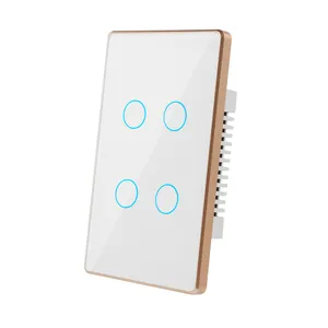 Interruptor de parede inteligente, vida inteligente eua padrão tuya app 1/2/3/4 gang painel de toque inteligente moldura de metal wifi interruptor de luz de parede