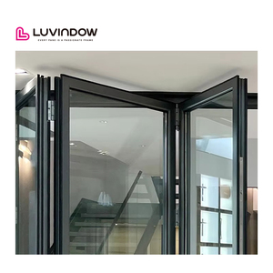 Portes pliantes accordéon en aluminium à double vitrage, norme australienne AS2047, modernes, pour l'extérieur, en verre, pour la vie en plein air - Product Image 3