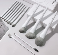 Ensemble de 12 pinceaux de maquillage blanc mat, étiquette privée, couleur personnalisée, poils synthétiques, pinceau plat, fond de teint, anticernes, poudre