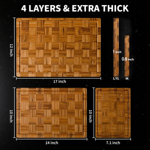 Tre thớt Bộ 3 Thớt với nước trái cây rãnh tre gỗ thớt Bộ butcher khối cho nhà bếp - Product Image 3