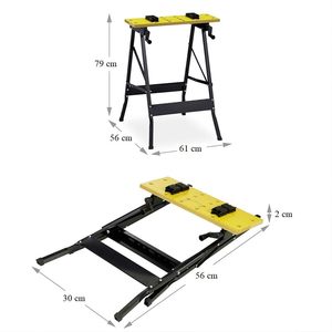 Banco da Lavoro Pieghevole con Piano in MDF 61x56x79 cm, Morsetti Regolabili, Supporto per Officina - Product Image 2