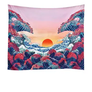 High Quality Custom Ocean Surge Wave Tapestries New Wall Hanging Sunset Tapestry Dormitory Home Art Decor 51 x 59 inches Blanket