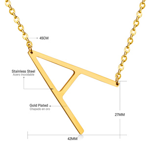 Collana con Ciondolo Geometrico in Acciaio Inossidabile Placcato Oro 18K, Collana Minimalista con Catena A-Z per Donne - Product Image 3