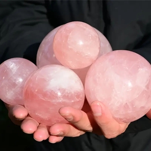 Esfera de Cristal de Cuarzo Rosa Natural de <span class=keywords><strong>Alta</strong></span> Calidad, Bola de Cristal Rosa de Gran Tamaño, Energía de Amor, Globo del Alma para Regalo - Product Image 2