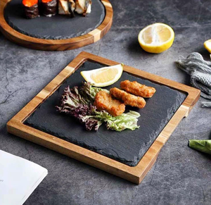 Thực Tế Hot Rắn Gỗ Rock <span class=keywords><strong>Slab</strong></span> Bít Tết Platter Gỗ Cắt Hội Đồng Quản Trị Phương Tây Thực Phẩm Phục Vụ Khay Cho Hộ Gia Đình Nhà Bếp - Product Image 6