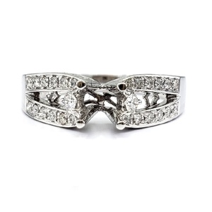 KOK Meilleure Vente Bonne Qualité 18k Or Blanc Massif Diamant Naturel Fine Jewellery Semi Mount Pour 0.4cts Bague de Fiançailles pour les Femmes - Product Image 1