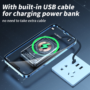 High Quality 10000mAh Wireless Magnetic Portable Power Bank Transparent Design with Three Charging <b>Cables</b> and Digital Display - Product Image 4