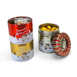 JYB Custom runde Metall lagerung Kaffeepulver Kanister Tee Blechdose Lebensmittel behälter Stapelbare Süßigkeiten Schokolade Kochdosen