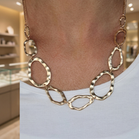 Collier Géométrique pour Femme en Laiton Plaqué Or et Rhodium Fait Main, 18 Pouces