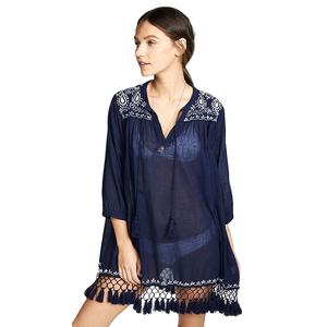 Abito con nappine a V da donna con frangia ricamata bohémien costume da bagno da spiaggia copri Bikini <span class=keywords><strong>taglie</strong></span> <span class=keywords><strong>forti</strong></span> ricamate camicette da spiaggia - Product Image 5