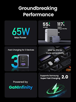 Chargeur USB C UGREEN Nexode Pro 65W 3 ports Mini compact pliable PPS GaN Chargeur mural rapide