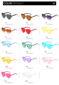 Lunettes de soleil unisexes pour hommes et femmes, style rétro, grande monture, de marque, design personnalisé, en forme de cœur, sans monture - Product Image 6
