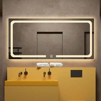 Miroir mural lumineux rectangulaire personnalisé avec LED pour salon de coiffure d'hôtel, salle de bain, douche, miroir intelligent avec lumière LED, interrupteur à capteur tactile