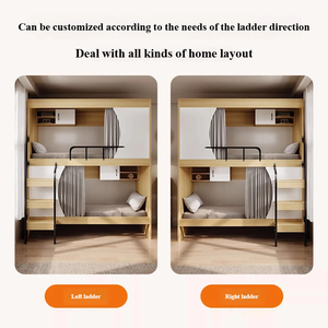 Letti a Castello Moderni in Legno Massello <span class=keywords><strong>su</strong></span> <span class=keywords><strong>Misura</strong></span> con Scaffali Divisori (Letti Doppi), Adatti per Hotel, Scuole e Ospedali. - Product Image 6