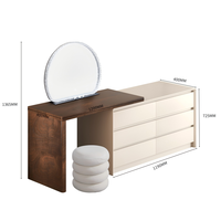 Table de maquillage moderne en bois massif écologique avec armoire de rangement réversible sur pied pour appartement et chambre à coucher
