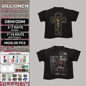 T-shirt personnalisé pour hommes, coupe BOXY, 100% coton, motif graphique haute définition, teint en vrac, impression de logo OEM, style américain - Product Image 1