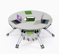 Chaise de classe personnalisable avec roulettes, design moderne, empilable, durable, ergonomique et réglable pour la formation, en forme d'éventail