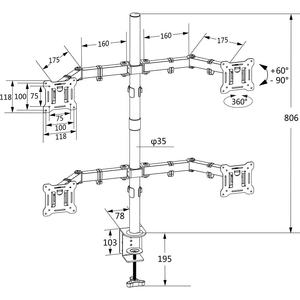 Vente directe d'usine <span class=keywords><strong>support</strong></span> de moniteur Quad à <span class=keywords><strong>double</strong></span> bras <span class=keywords><strong>support</strong></span> de montage mural rétractable <span class=keywords><strong>support</strong></span> de moniteur de bureau - Product Image 1