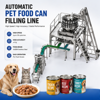 Ligne d'emballage automatique pour aliments humides pour animaux de compagnie avec peseuse multi-têtes, machine de remplissage et de sertissage