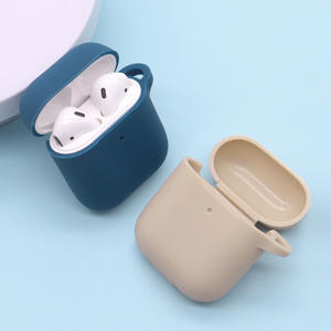 Étui en silicone pour Apple AirPods 2, couleur unie, couverture intégrale, anti-poussière et antichoc - Product Image 2