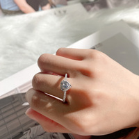 Bague de Fiançailles et de Mariage en Argent Sterling S925 Plaqué Rhodium, Motif Cœur, Tendance, Prix de Gros, Bijoux Haut de Gamme