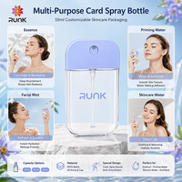 Flacon pulvérisateur portable en PETG en forme de carte, 55 ml, couleur macaron, pour cosmétiques et crème solaire, motif personnalisé, certifié CE