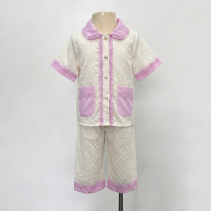 Ensemble de pyjamas pour filles faits à la main MITEXCO PJM, avec dentelle à pois suisses, vêtements de nuit pour enfants de luxe, vêtements de nuit pour fillettes - Product Image 1