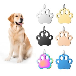 Wholesale Stainless Steel Dog Paw Print Charms <b>ID</b> Blank Dog <b>Tags</b> Pendant Animal Necklace Jewelry Accessories 6Colors - Product Image 1
