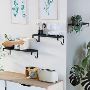 <span class=keywords><strong>Étagère</strong></span>s flottantes murales en <span class=keywords><strong>bois</strong></span> et <span class=keywords><strong>métal</strong></span>, à un seul niveau, multifonctionnelles, pour salle de bain, rangement mural, salon, <span class=keywords><strong>garage</strong></span>, armoire, épices et sacs - Product Image 2