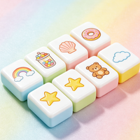 Juego de Mahjong Infantil Personalizado con Diseño Divertido, Bloques de Acrílico con Temática de Doodle, con Caja de Regalo