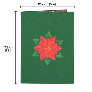 Tarjeta de Felicitación Navideña 3D Pop-Up con Flor de Pascua, Hecha a Mano, de Papel, Tarjeta de Regalo Festiva de 5x7 Pulgadas, Invitación Floral de Temporada - Product Image 3