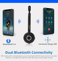 Casque sans fil pour Center d'appel, téléphone de bureau, BT 5.0, casque avec Base de charge, micro antibruit, casque USB BT