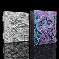 Dés à roulettes 3D électroplaqués Dragon Relief, 7-en-1, rotatifs, pliables, de poche, en métal, pour D&D (Dungeons & Dragons)