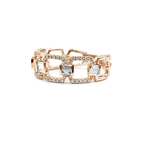 18k Rose Gold Real Diamond Round Brilliant Cut Channel Setting Classic Wedding Party Anniversary Slim Band <b>Rings</b> for Women - Product Image 2