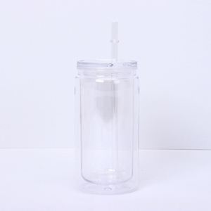 Lightweight Easy-Carry 16oz Double Wall <b>Plastic</b> Mason Cup with Handle Straw for School Campus Dormitory - Product Image 3