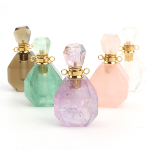 Bouteilles d'huile essentielle en améthyste naturelle, pendentifs en cristal pour parfum - Product Image 1