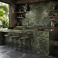 Grande dalle de marbre vert zèbre naturel poli pour plan de travail de cuisine, meuble-lavabo de salle de bain, revêtement mural, carrelage de sol