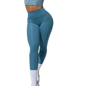OEM pantalones de gimnasio levantamiento de glúteos compresión Deporte Fitness mujeres cintura alta mujeres tela de nylon mallas de yoga
