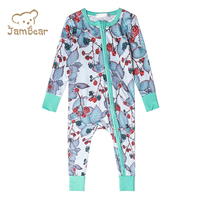 JamBear Eco-friendly Baby RompersTwo-way cerniera bambino pagliaccetto organico di bambù a maniche lunghe bambino pigiama personalizzato bambino tuta