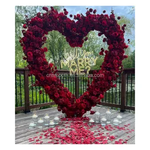 Свадебные арки, украшения для сцены, металлические Искусственные цветы в форме сердца