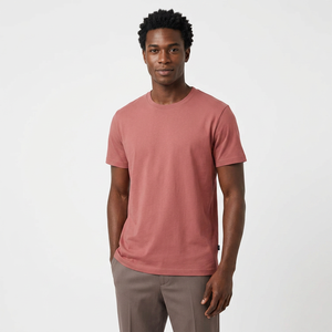 Camiseta de Algodón para Hombre, Corte Regular, Color Sólido, Cuello Redondo, Manga Corta, Estilo Casual - Product Image 1